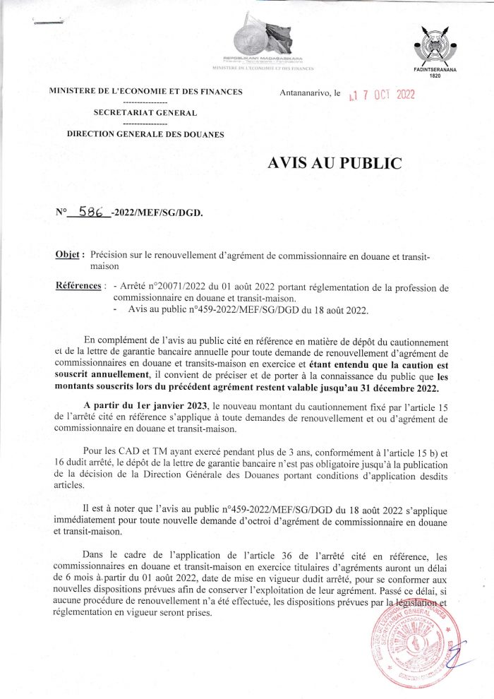 Pr Cision Sur Le Renouvellement D Agr Ment De Commissionnaire En Douane